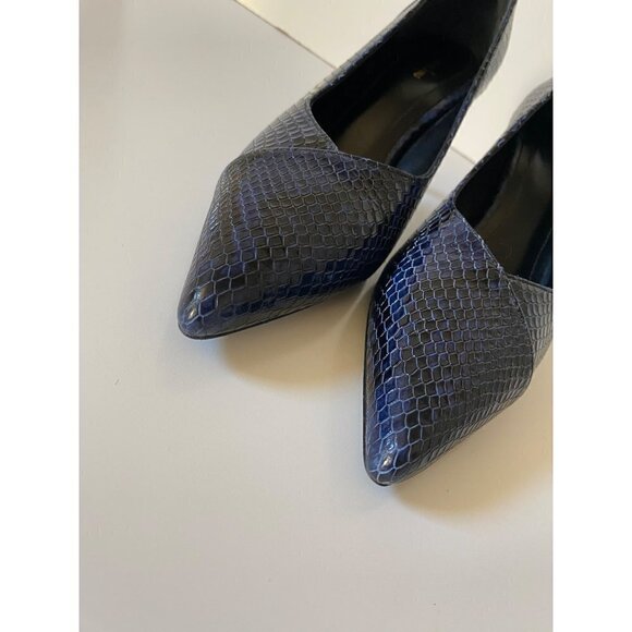 Anine Bing Python Devon Pumps Blue size EU 36 US 6 black snake leather 3" heel - Picture 6 of 11